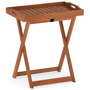 Tangkula Patio Solid Wood Tray Table w/ Removable Top Rectangular TV Tray Bistro Table - 1 of 4