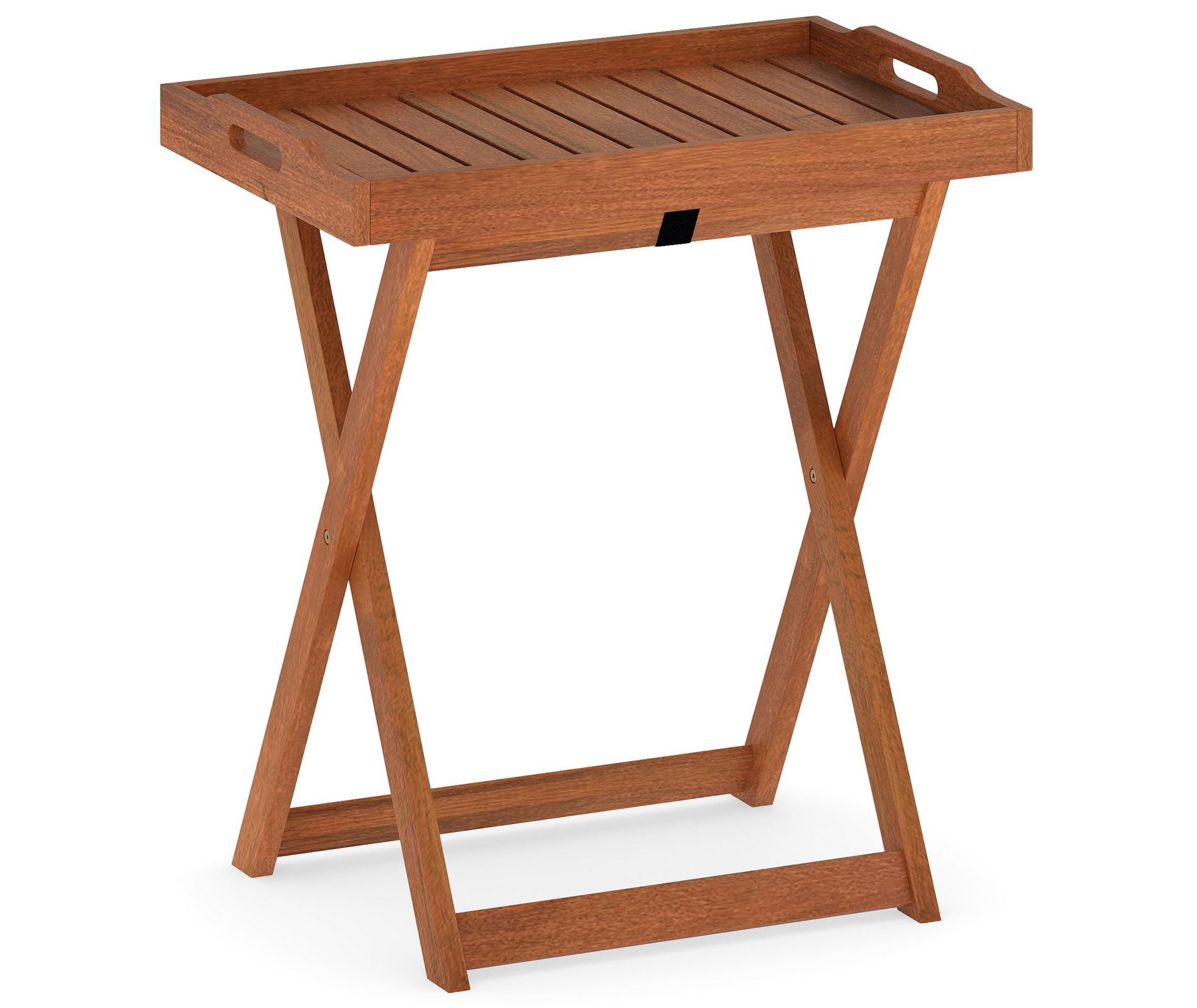 Tangkula Patio Solid Wood Tray Table w/ Removable Top Rectangular TV Tray Bistro Table