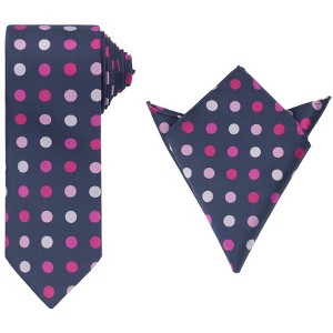 INSPIRE CHIC Men's Polka Dots Classic Pocket Square Tie Sets - 1 of 4