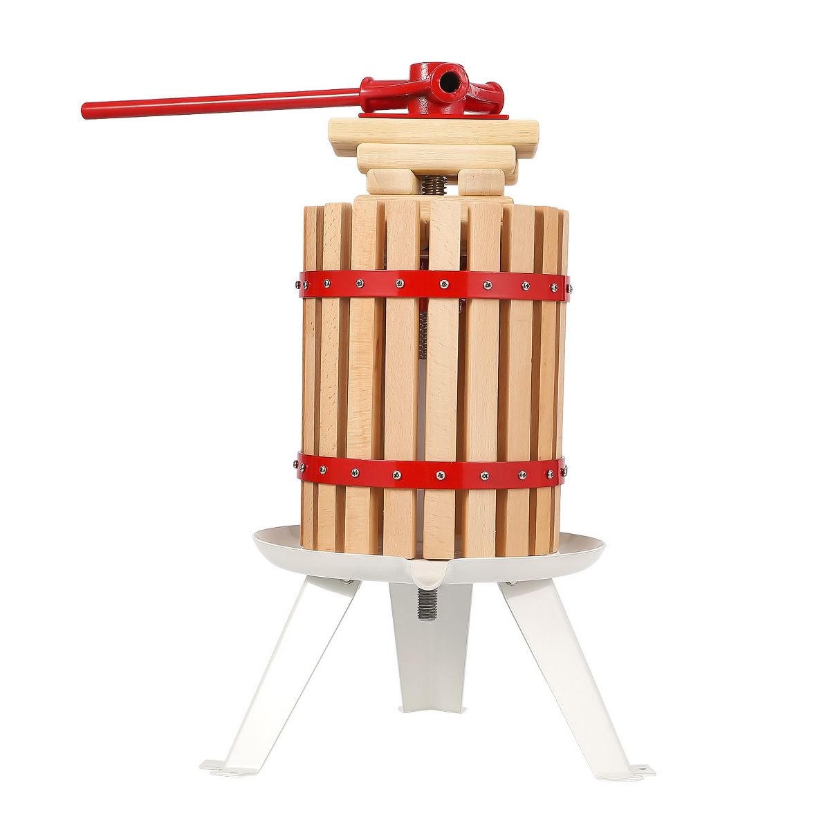 Manual Fruit Wine Press, Wood Steel Fruit and Wine Press With T-Handle, Wine Making Press for Outdoor, Kitchen, Assembly Required