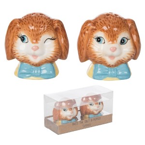 Transpac Ceramic Retro Easter Bunny Salt and Pepper Set of 2 Home Decorations Easter - 1 of 2