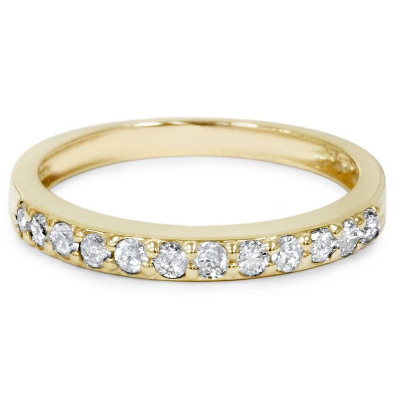 Pompeii3 1/2ct Diamond Wedding Ring 14K Yellow Gold Womens Stackable Band Jewelry Round, 4 of 6