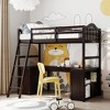 NicBex Full Size Bunk Bed with Desk Loft Bed Pine Frame Bed Frame with Storage Drawers, Cabinets, Guardrails and Inclined Ladder - 2 of 4