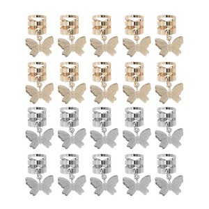 Unique Bargains Hollow Butterfly Hair Cuffs Dreadlock 20 Pcs - 1 of 4