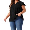 Agnes Orinda Women's Plus Size Summer V-neck Ruffle Short Sleeve Swiss Dot Flowy Blouses - 2 of 4