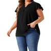 Agnes Orinda Women's Plus Size Summer V Neck Ruffle Short Sleeve Swiss Dot Flowy Blouse - image 2 of 4