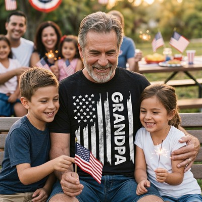 Мужские футболки Crazy Dog T-Shirts, Inc. Mens Funny T Shirts American Flag Grandpa Sarcastic Fourth Of July Tee for Men - Crazy Dog Men's T Shirt For Fourth Of July Black XL — фото 3