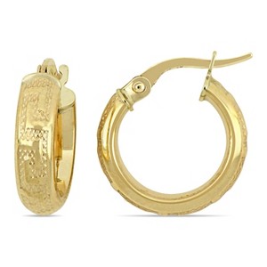 EVERLY JEWELRY | 10k Yellow Gold Greek key Design Hoop Earrings - 1 of 4