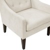 Fabric Upholstery Accent Chair with Button-Tufted Back, Foam Cushions, Reversible Seat and Brown Wood Legs - 4 of 4
