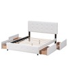 Queen Size Upholstered Platform Bed with Classic Headboard and 4 Drawers - 4 of 4