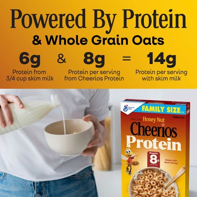 Cheerios Protein Gluten Free Honey Nut Family Size Breakfast Cereal - 14oz