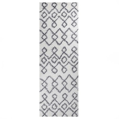 Boho Geometric Diamonds Plush Indoor Shag Area Rug or Runner by Blue Nile Mills
