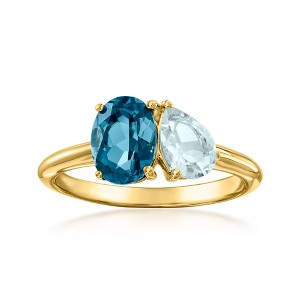 Ross-Simons 1.80 Carat London Blue Topaz and .60 Carat Aquamarine Toi Et Moi Ring in 18kt Gold Over Sterling - 1 of 4