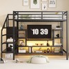 TIRAMISUBEST Full Size Metal Loft Bed with TV Stand & Charge Station, Kids Teens Bed Frame with Staircase & Open Wardrobe - 3 of 4