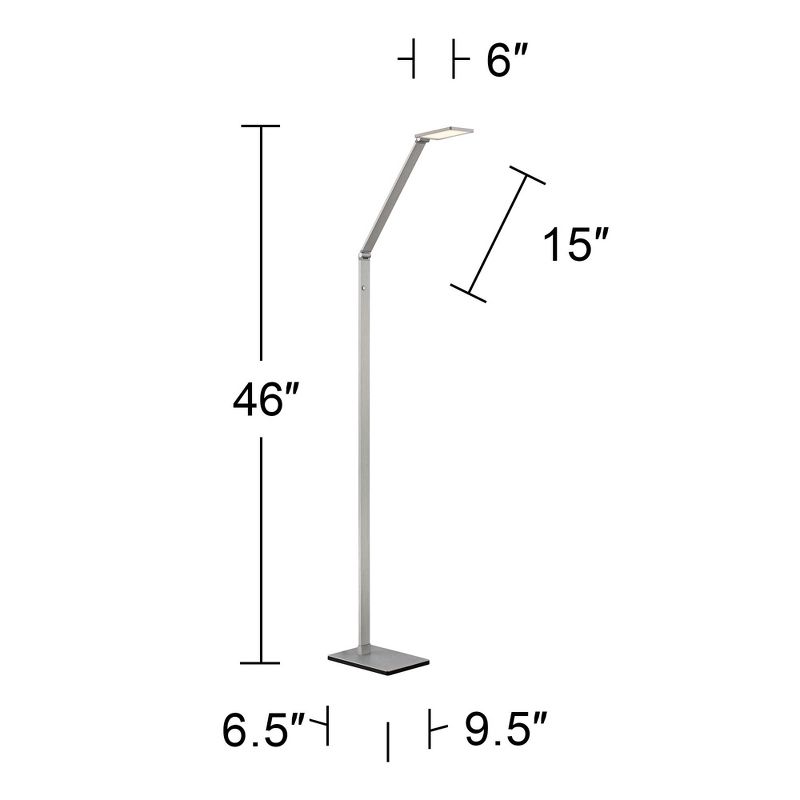 Possini Euro Design Bentley Modern Task Floor Lamp 61" Tall Silver LED Touch On Off Adjustable Head for Living Room Reading Bedroom Office House Home, 4 of 10