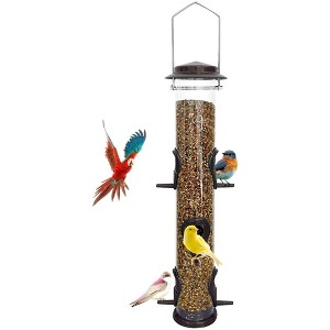 Snynuxx Metal Bird Feeder Tube Hanging Wild Bird Seed Feeder, Steel Hanger Great for Attracting Birds (Coffee) - 1 of 4