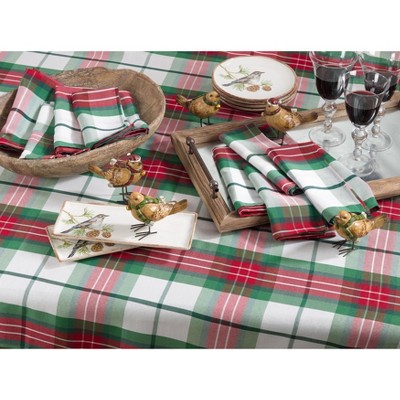Holiday Plaid Rectangular Fabric Tablecloth 70" x 84"