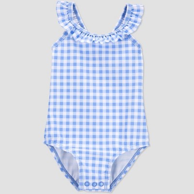 Baby Girls' Gingham Check One Piece Swimsuit - Just One You® made by carter's Blue 9M