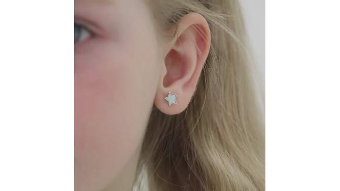 Girls' Sparkle Star Screw Back Sterling Silver Earrings - In Season Jewelry, 2 of 8, play video