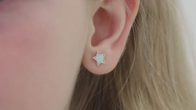 Girls' Sparkle Star Screw Back Sterling Silver Earrings - In Season Jewelry, 2 of 7, play video