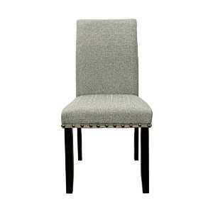 Royal Hampton 25 Inch Dining Chairs, Set of 2, Nailhead Trim, Padded Gray Upholstery, Black Wood - 1 of 4