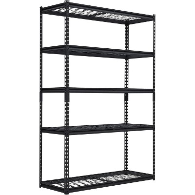 Heavy Duty Garage Wall Shelving with Hooks,Storage Shelve(Black, 2 Pack)