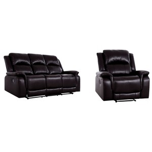 Home Imports Emporium Contemporary Recliner Sofa,Loveseat and Chair Set, Manual Reclining Set for Living Room in Espresso - 1 of 4