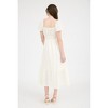 August Sky Women's Solid Front Tie Puff Sleeve Ruffle Hem Midi Dress - 2 of 4