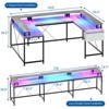 COZONY 78" U/L Shaped Gaming Desk, Reversible Computer Desk with Power Outlets, LED Lights, Monitor Stand & Storage Shelf, Corner Desk for Home Office - 4 of 4