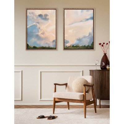 Gold Beaded Frame Landscape Cloud Canvas Art Set