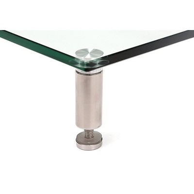 Clear Glass and Brushed Metal Desktop Stand with Adjustable Feet