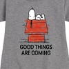 - Peanuts - Good Things Are Coming Snoopy Graphic Short Sleeve Fleece Dress - 2 of 4