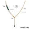 Clotth Turquoise Freshwater Pearl Beaded Tassel Necklace Titanium Steel Clavicle Chain Jewelry, Gold-Necklace - 49cm - 3 of 4