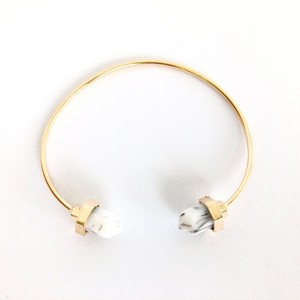 sanctuaire Semi Precious White Howlite Pillar Cuff Bracelet Gold - 1 of 3