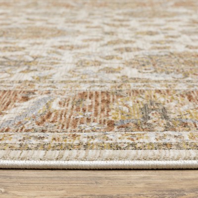 Hand-Knotted Ivory Synthetic Accent Rug with Floral Motif