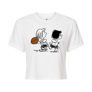 Women's - Peanuts - Marcie Patty Football Cropped Graphic T-Shirt - 1 of 4