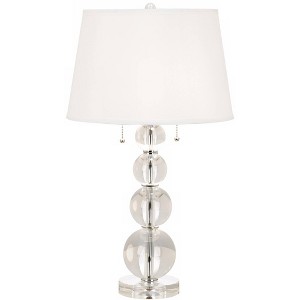 Vienna Full Spectrum Modern Table Lamp 26 1/2" High Stacked Clear Crystal Spheres Glass White Drum Shade for Bedroom Living Room House Home Nightstand - 1 of 4