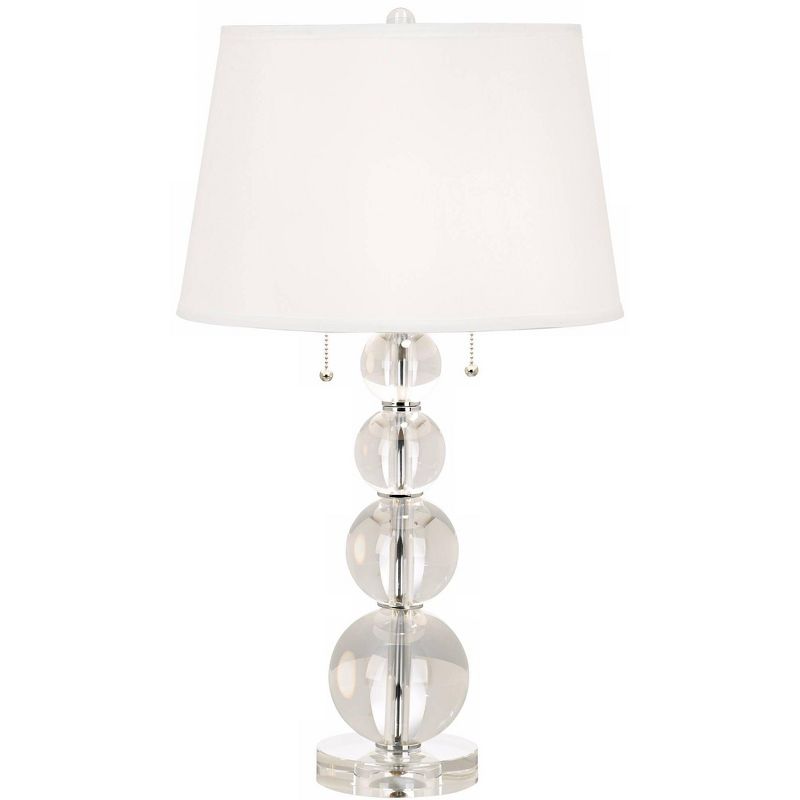 Vienna Full Spectrum Modern Table Lamp 26 1/2" High Stacked Clear Crystal Spheres Glass White Drum Shade for Bedroom Living Room House Home Nightstand, 1 of 10