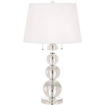 Vienna Full Spectrum Modern Table Lamp 26 1/2" High Stacked Clear Crystal Spheres Glass White Drum Shade for Bedroom Living Room House Home Nightstand