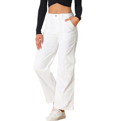 Allegra K Women's Mid-Rise Straight Leg Pockets Y2K Casual Cargo Pants