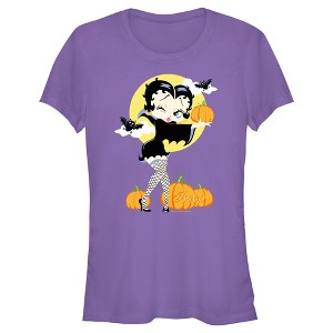 Juniors Womens Betty Boop Halloween Pumpkins T-Shirt - 1 of 4