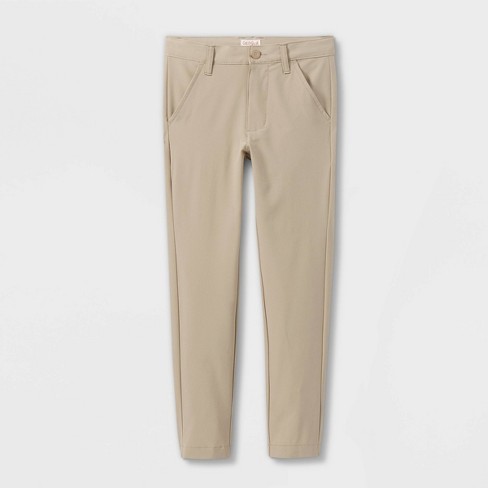 Boys' Stretch Relaxed Fit Tapered Woven Pull-on Pants - Cat & Jack™ Beige  10 Husky : Target