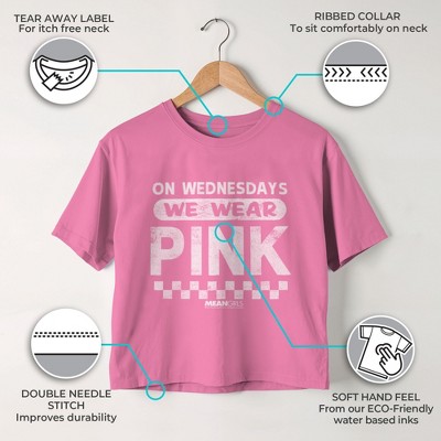 Mean Girls Girl's Mean Girls On Wednesdays We Wear Pink Checkered Graphic Graphic Cropped T-Shirt - Light Pink - Medium — фото 3