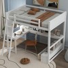 Whisen Full Size Loft Bed with L-shaped Multi-storage Desk, Storage Bench, LED light and USB Charging Station - 4 of 4