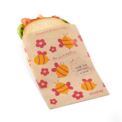 stasher Bees Recyclable Paper Sandwich Reusable Food Storage Bags Brown - 50ct