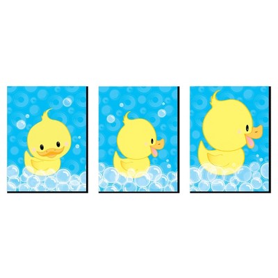 Big Dot of Happiness Ducky Duck - Rubber Ducky Nursery Wall Art and Kids Room Decorations - Gift Ideas - 7.5 x 10 inches - Set of 3 Prints