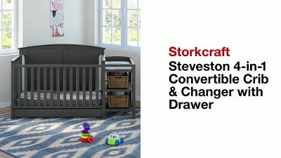 Storkcraft steveston 4 in 1 store crib and changer with drawer gray