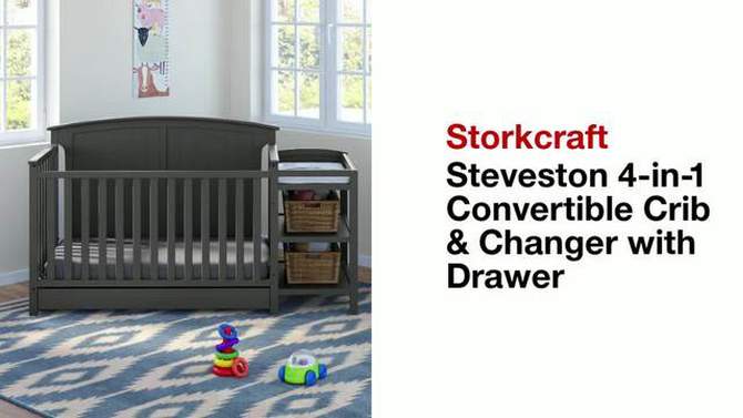 Storkcraft Steveston 4-in-1 Convertible Crib and Changer with Drawer, 2 of 10, play video