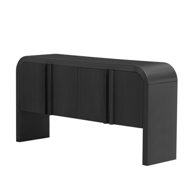 Gulches 63-Inch Wave-Pattern Console Table - 4 Doors, Adjustable Shelf, Curved Design, for Living Room, Foyer