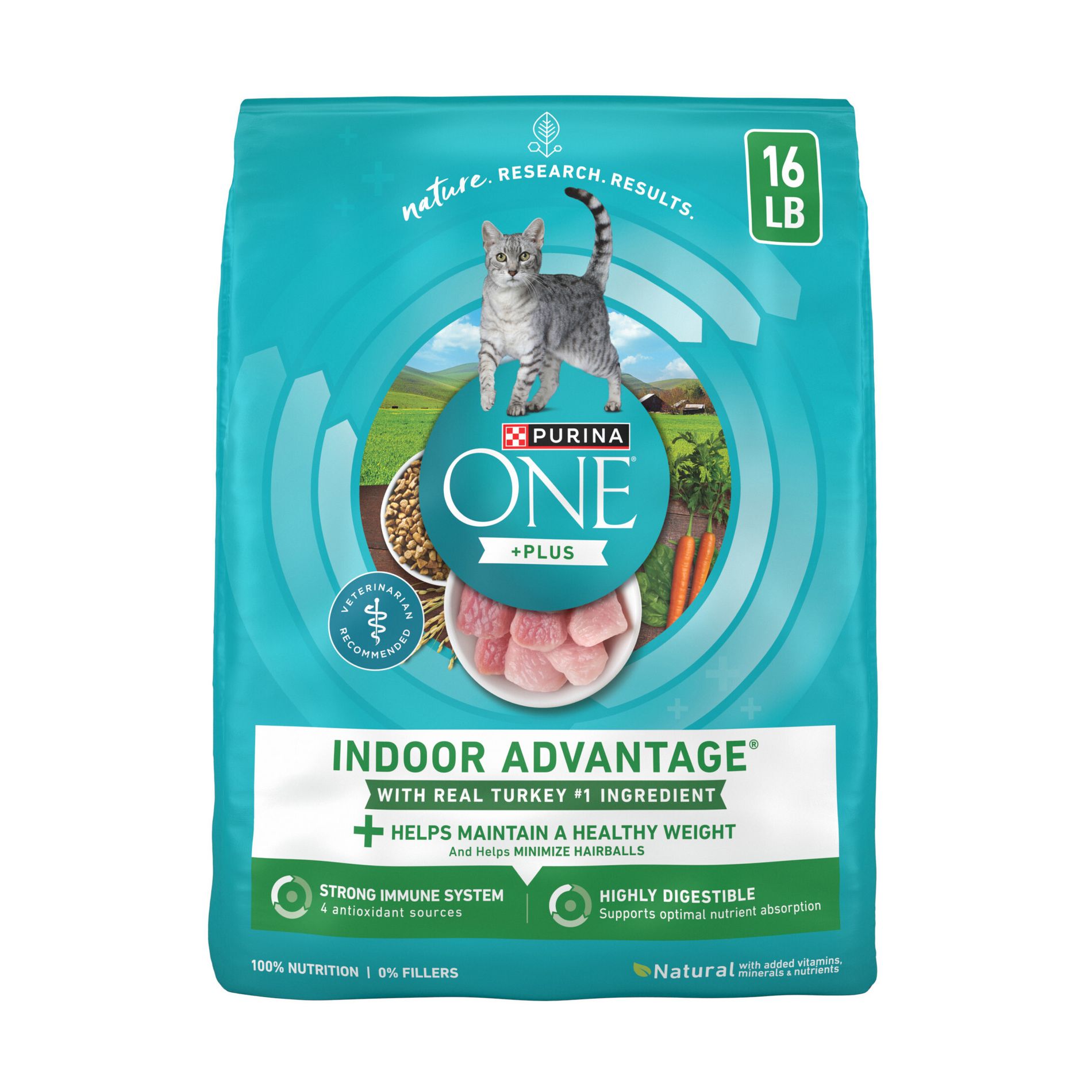 Purina ONE Indoor Advantage Natural Dry Cat Food with Turkey for Indoor Cats - 16lbs